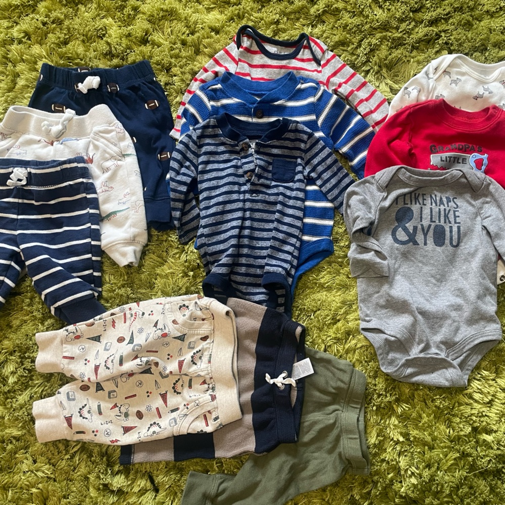 12 pants/shirts for 0-3 month